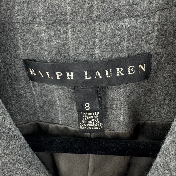 Ralph Lauren Black Label Blazer‎ 100% Merino Wool Pinstripe Women's Size 8 Gray - Picture 3 of 7